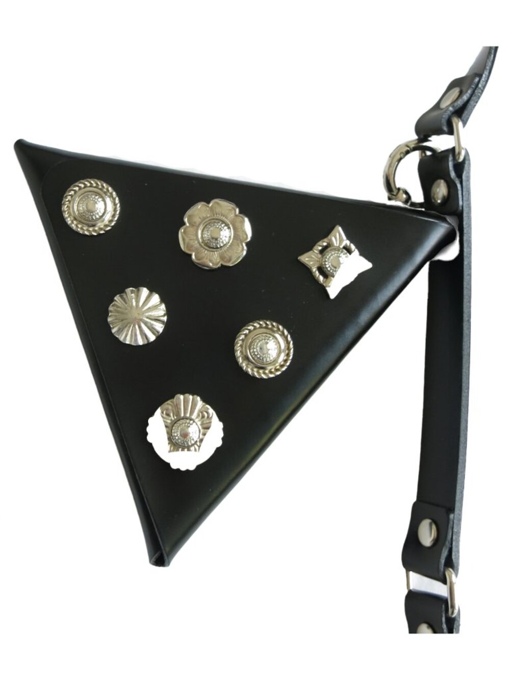 TOGA ARCHIVES Black Leather Silver Stud Embellished Chain Clutch Flap Wallet Bag - Picture 10 of 12